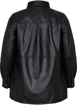 Leather shirt with buttons, Black, Packshot image number 1