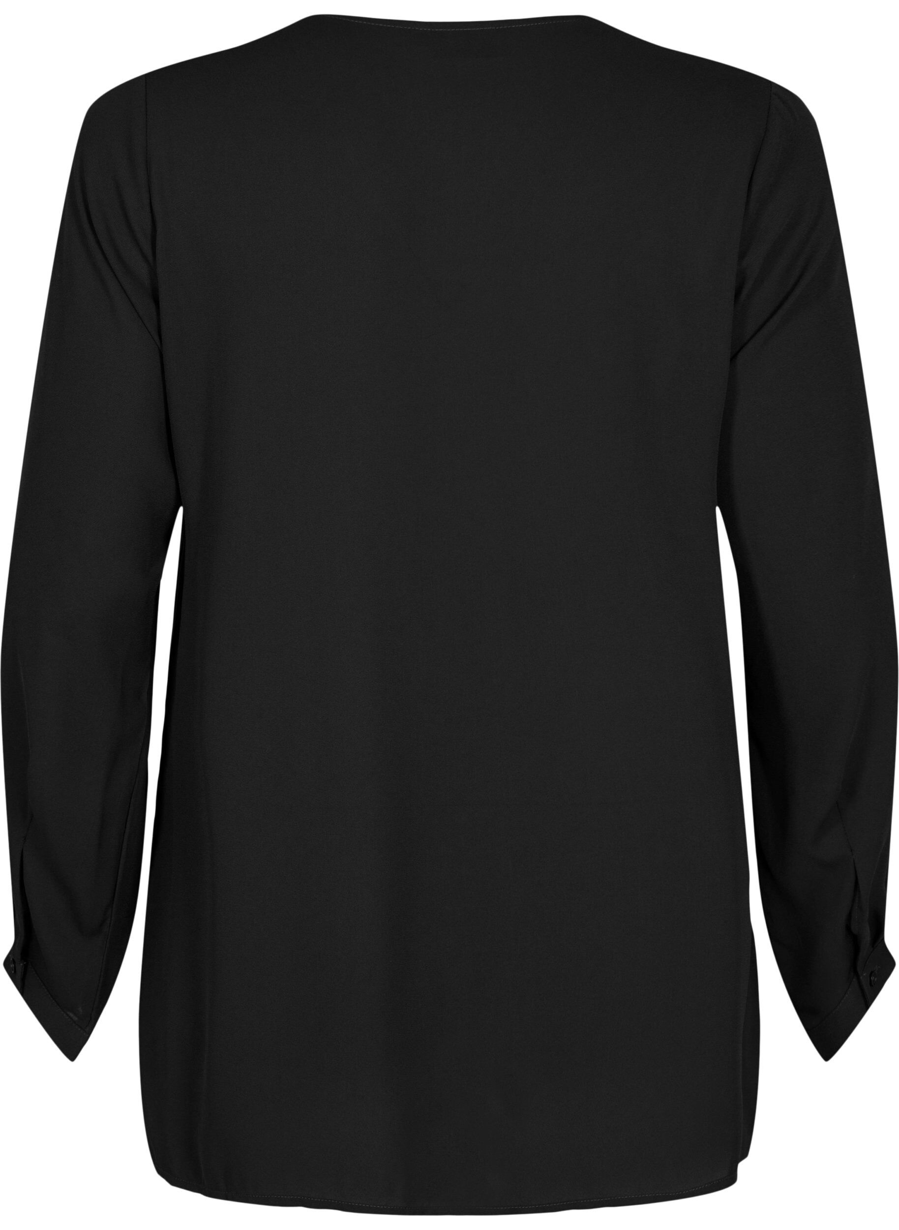 Solid colour shirt with vneck Black Sz. 4260 Zizzifashion
