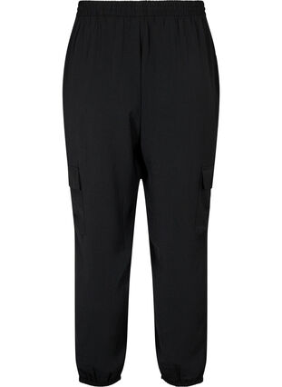 Plain cargo pants with large pockets, Black, Packshot image number 1