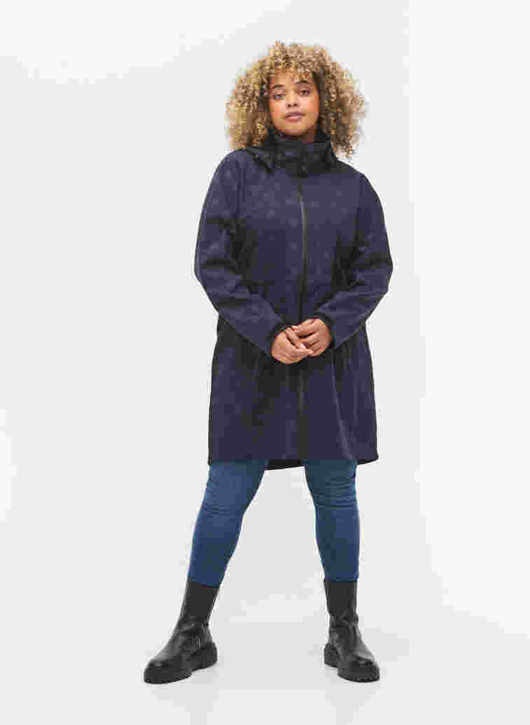 Softshell jacket with a detachable hood, Navy, Model image number 2
