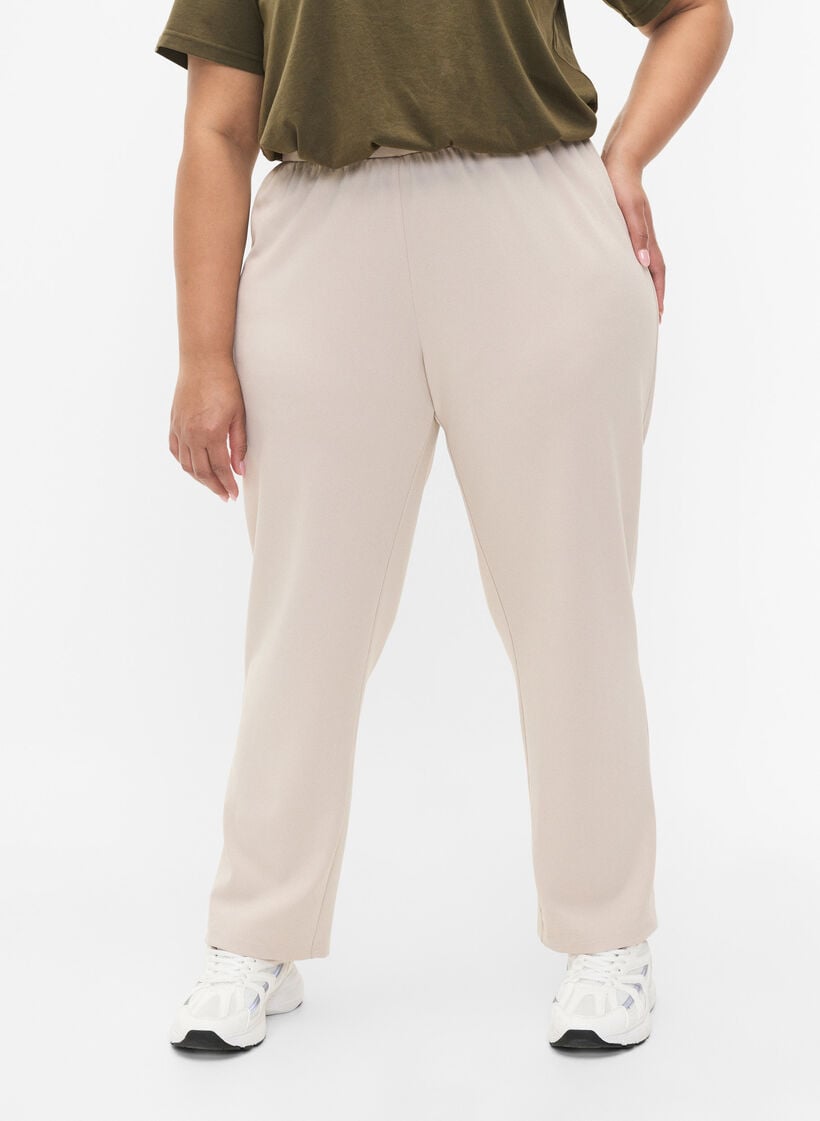 Trousers with straight fit, Beige, Model image number 2