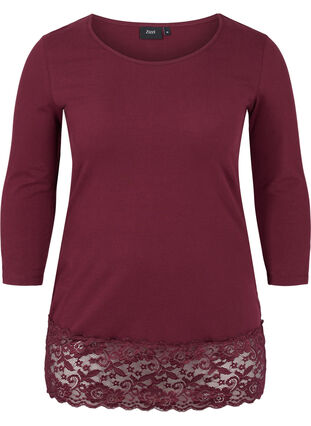 3/4-sleeved cotton blouse with lace, Port Royal, Packshot image number 0