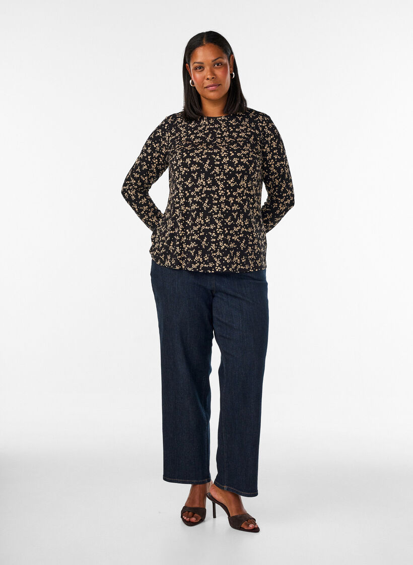 Long-sleeved blouse, Black, Model image number 1