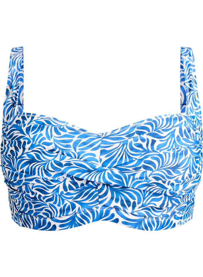 Bikini top with padding and print, Blue, Packshot image number 0