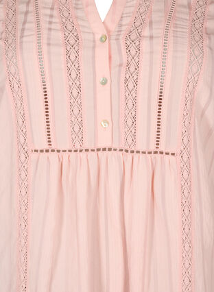 Striped viscose dress with lace ribbons, Strawberry Cream, Packshot image number 2