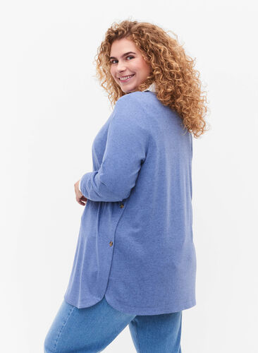 Melange blouse with buttons, Colony Blue Melange, Model image number 1