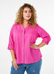 Cotton shirt blouse with a v-neck, Rose, Model image number 0