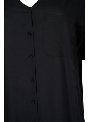 Short-sleeved viscose shirt dress, Black, Packshot image number 2