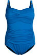 Padded swimsuit with draping, Blue, Packshot image number 0