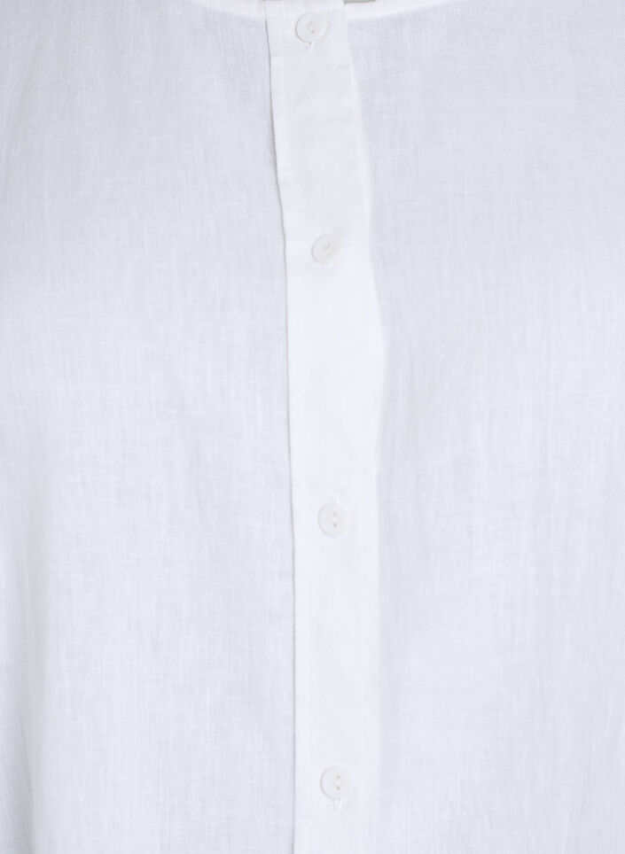 Shirt blouse in linen and viscose with 3/4-sleeves, White, Packshot