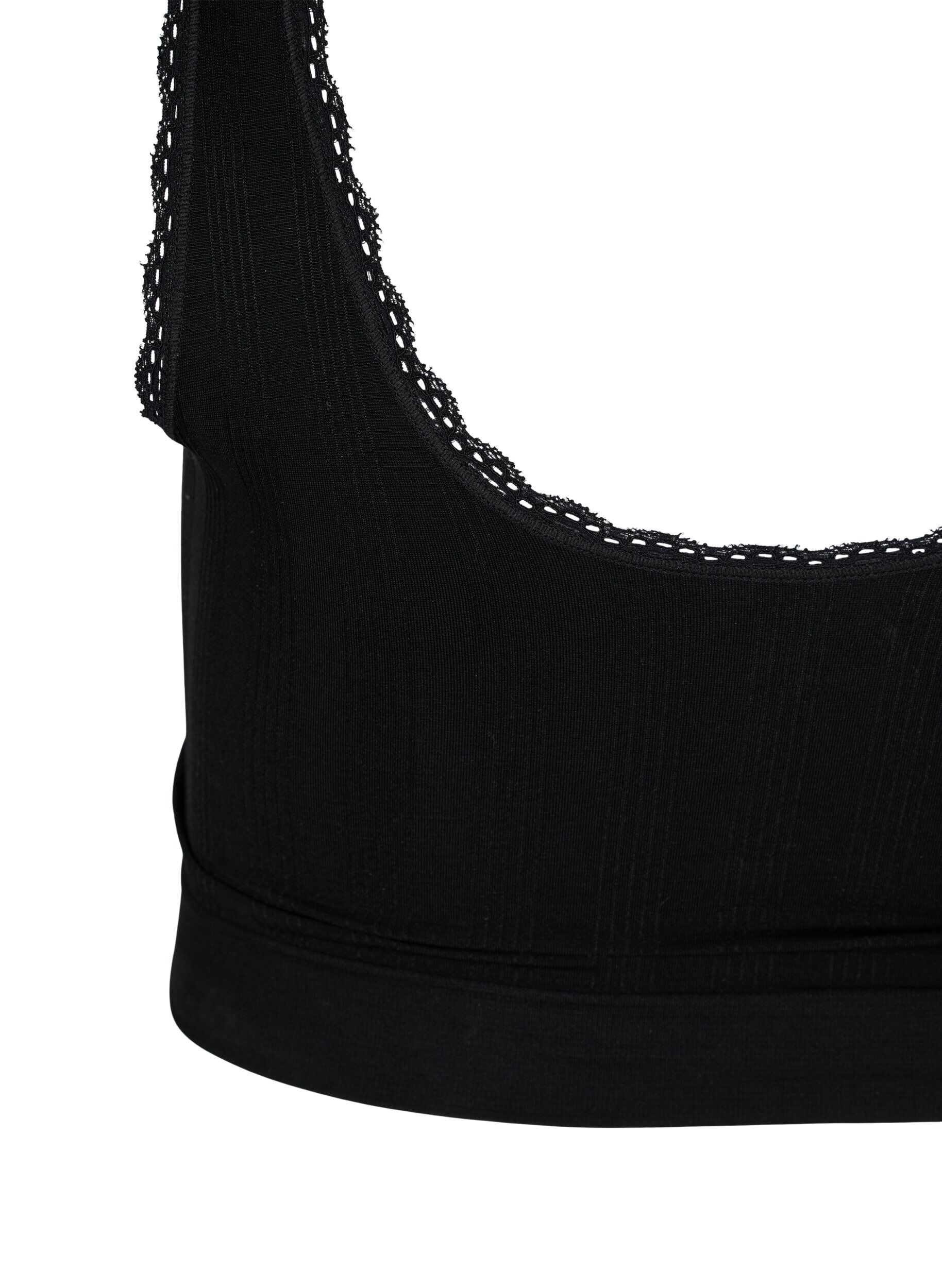 Zizzifashion Soft, lace trim bra, Black, Packshot image number 3