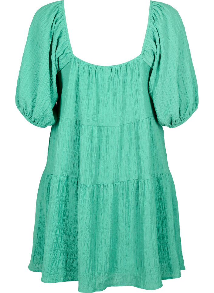 A-shaped short dress with a V-neck, Deep Mint, Packshot image number 1