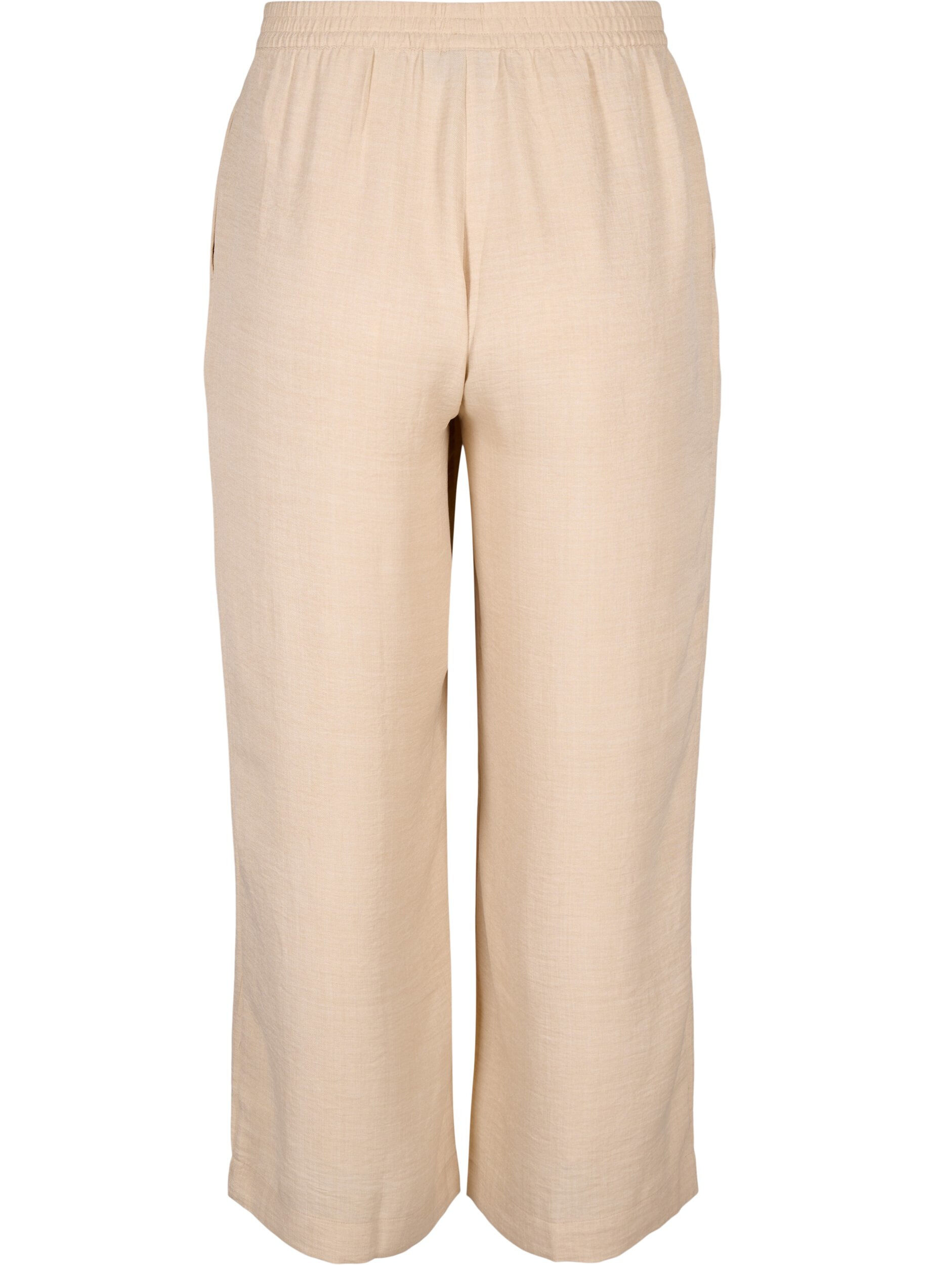Zizzifashion Loose trousers with elasticated waistband and pockets, Beige, Packshot image number 1
