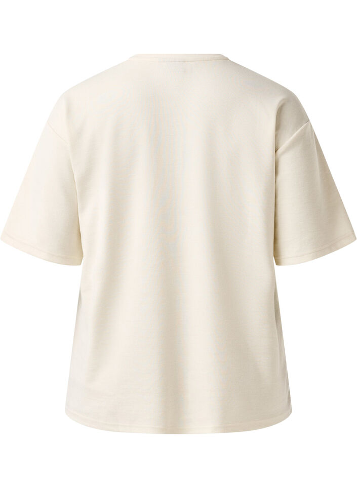 T-shirt with rhinestones and round neck, White, Packshot image number 1