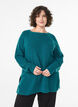 Knitted jumper with a diagonal pattern and raglan sleeves, Green, Model image number 0
