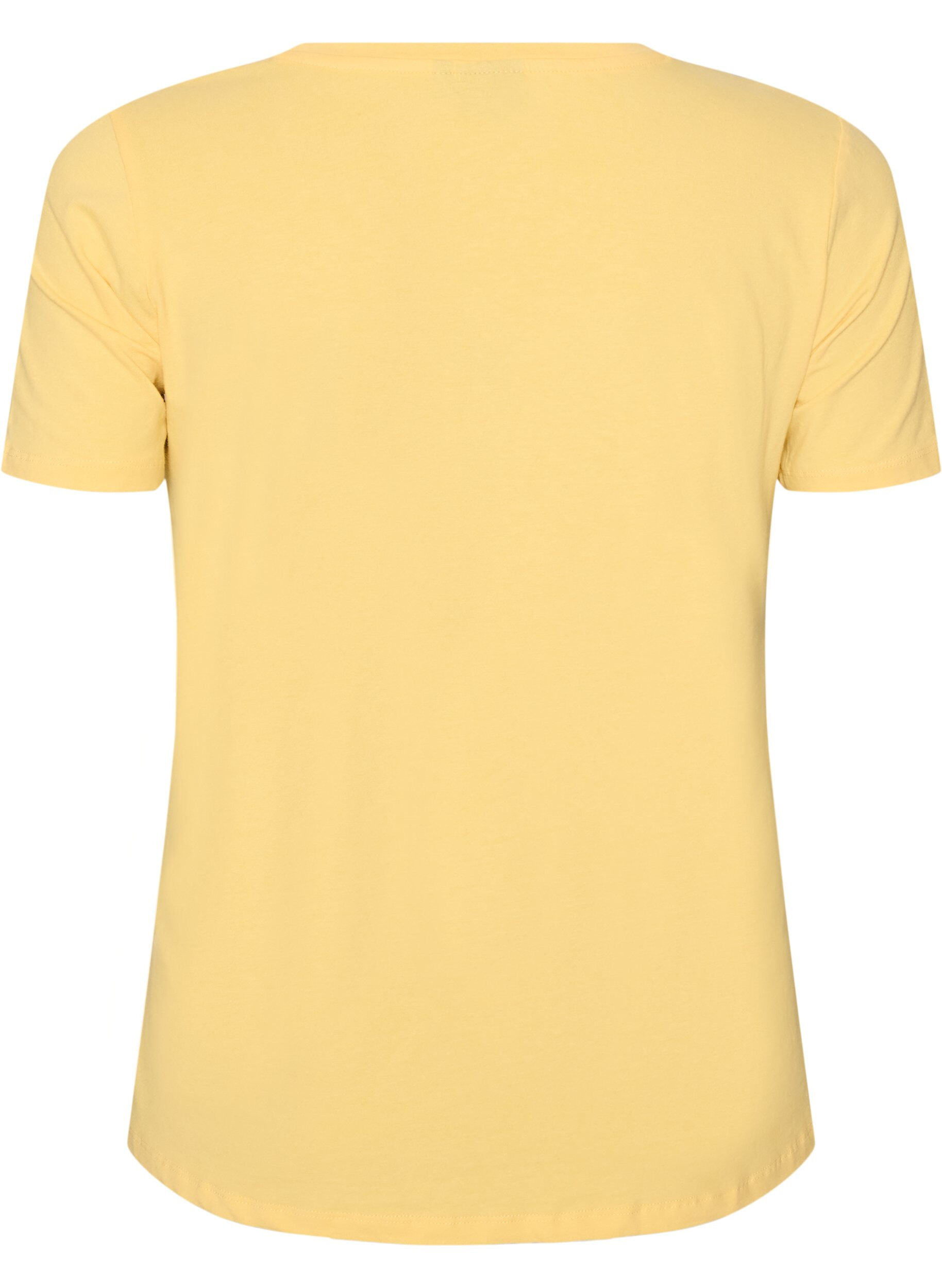 ZizzifashionBasic plain cotton t-shirt, Yellow, Packshot image number 1