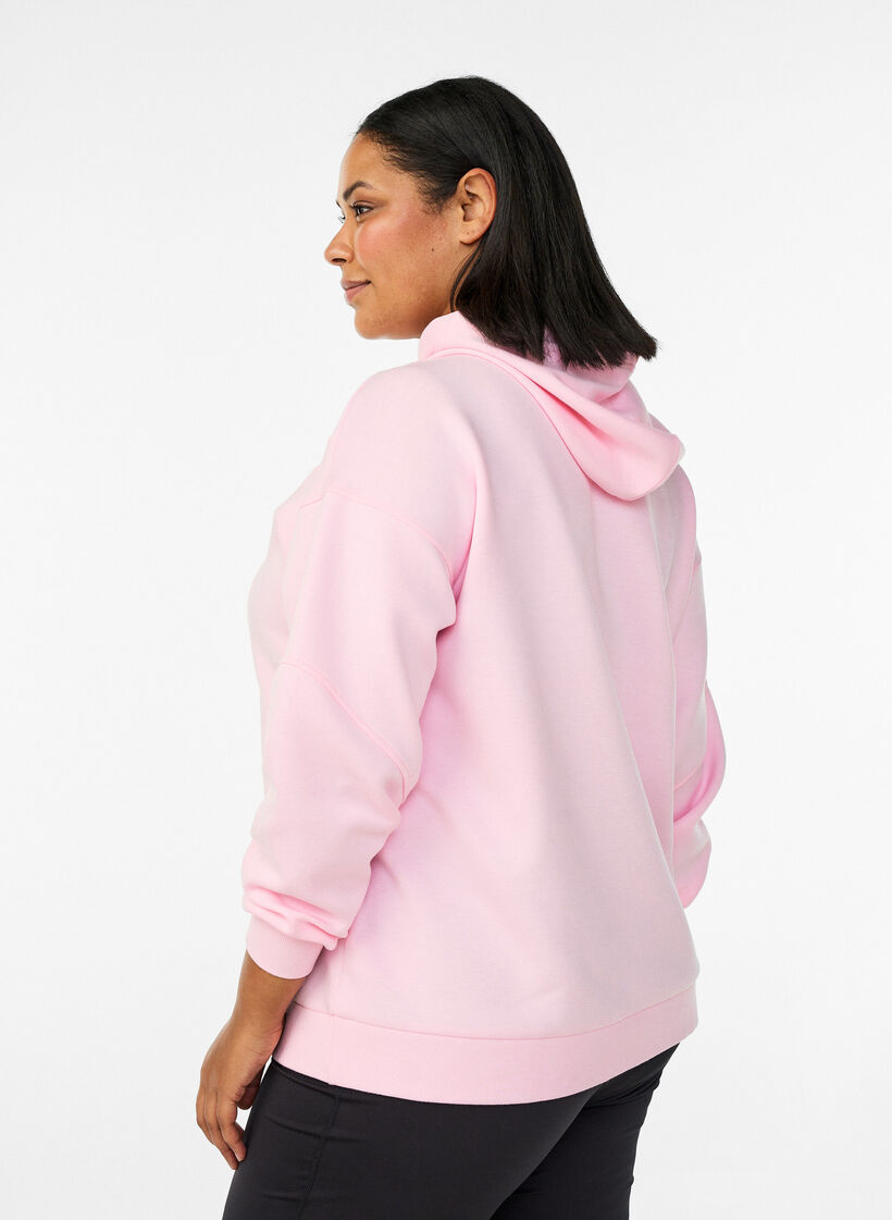 Sporty scuba hoodie with decorative stitching, Pink, Model image number 2