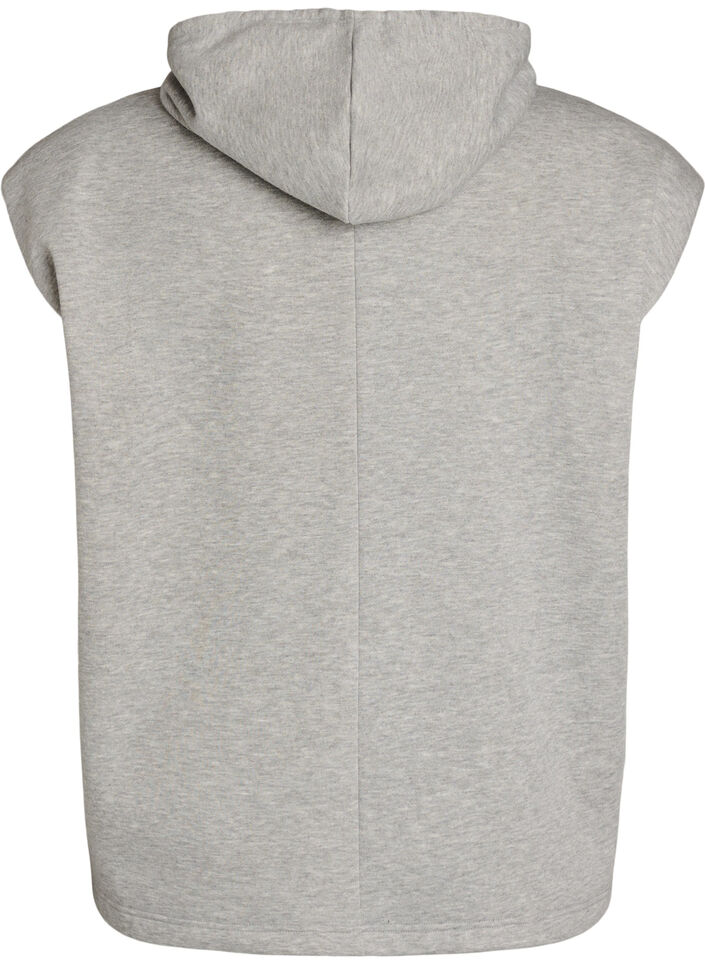Hooded sweat vest with shoulder padding, Grey, Packshot image number 1