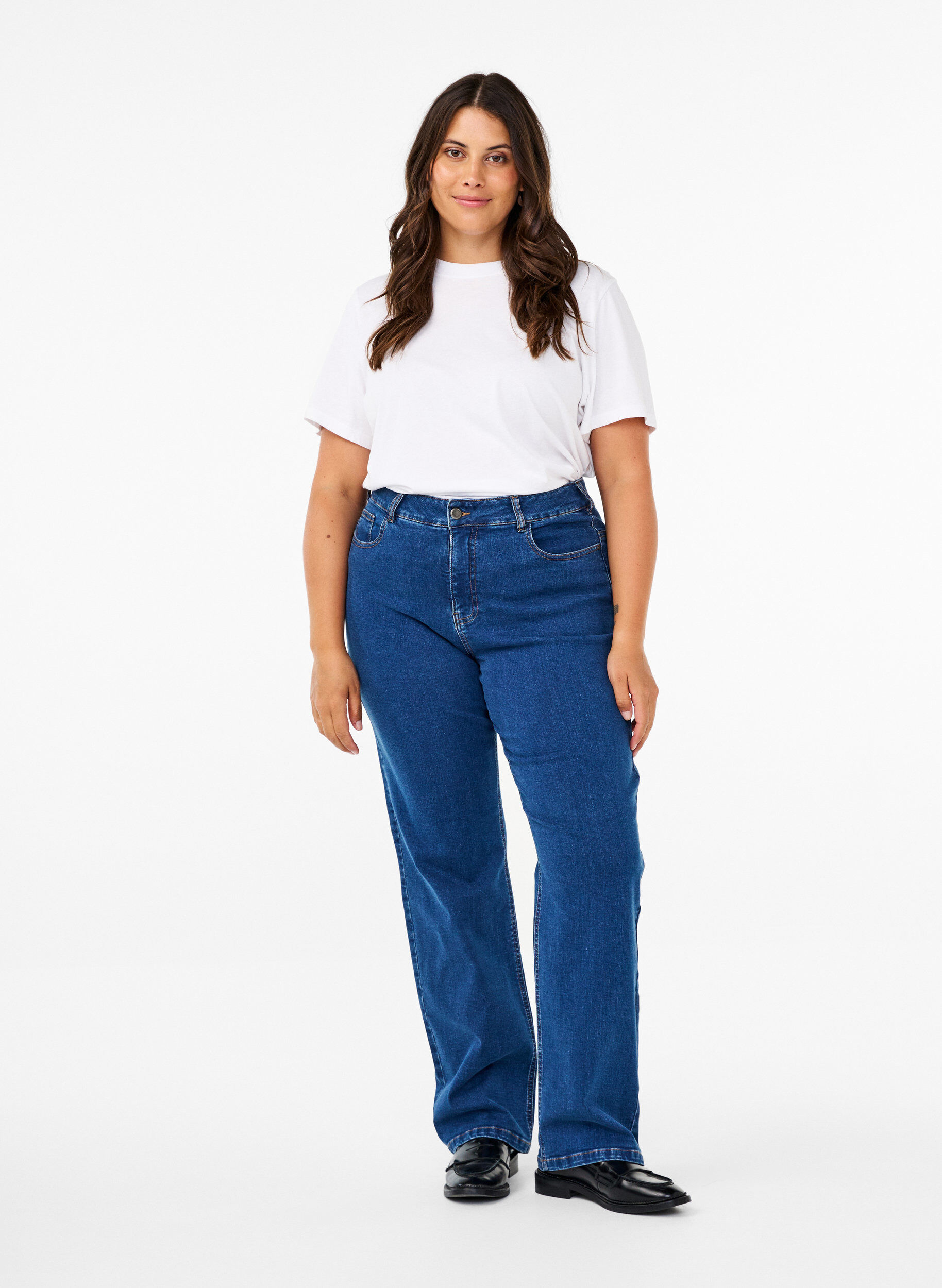 Zizzifashion High-waisted Gemma jeans with regular fit, Blue, Model image number 0