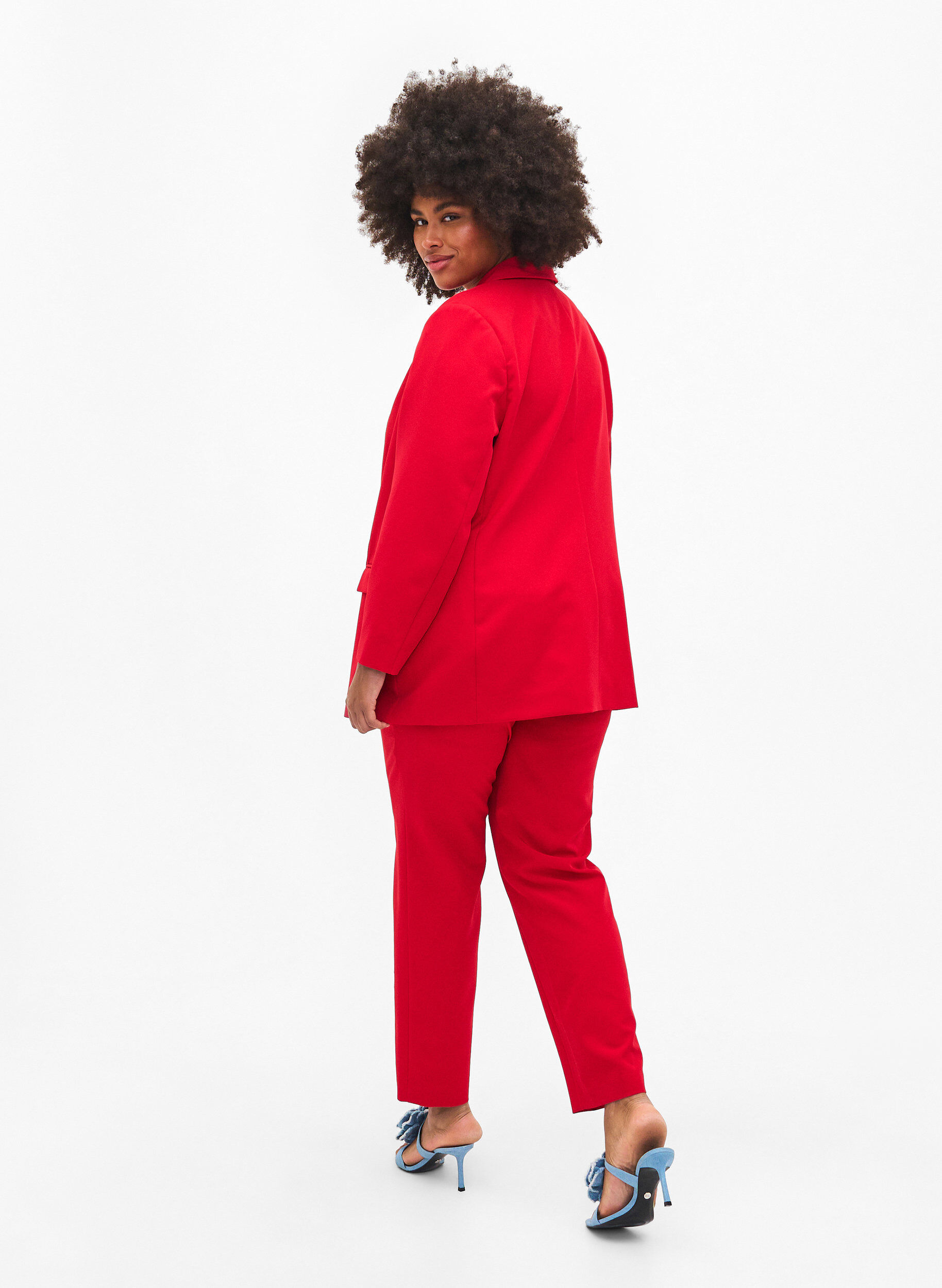 Zizzifashion Suit jacket with gold buttons and pockets, Tango Red, Model image number 1