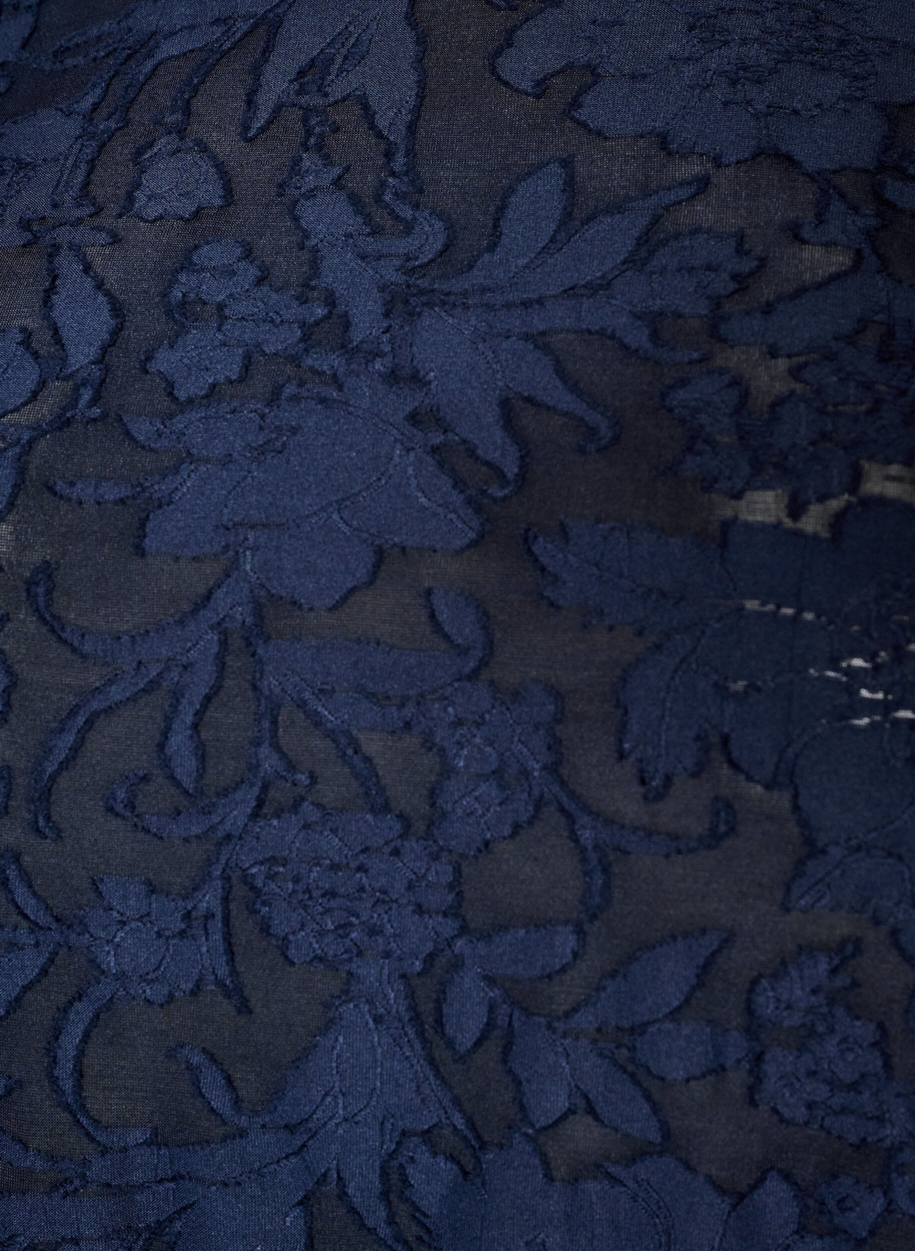 ZizzifashionSheer blouse with floral texture and long sleeves, Blue, Packshot image number 2