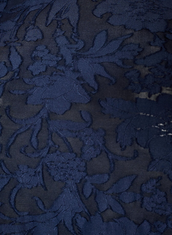 Sheer blouse with floral texture and long sleeves, Blue, Packshot image number 2