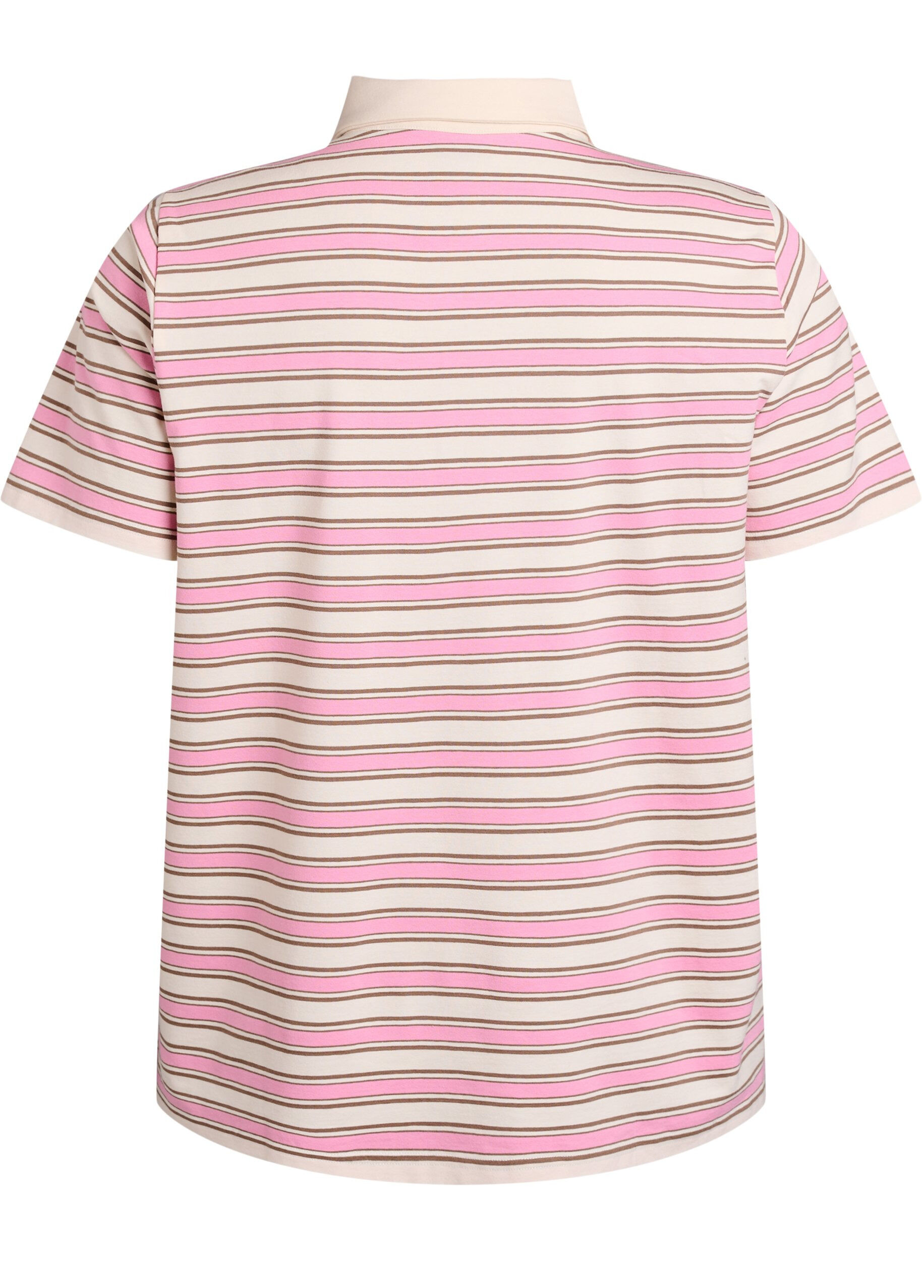 Zizzifashion Striped polo shirt with short sleeves, Pink, Packshot image number 1