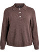 Knit blouse in soft merino blend with polo collar, Brown, Packshot image number 0