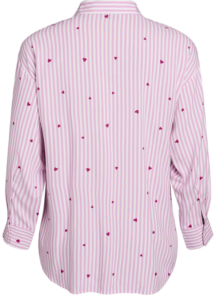 Nightshirt with stripes and hearts, Rose, Packshot image number 1