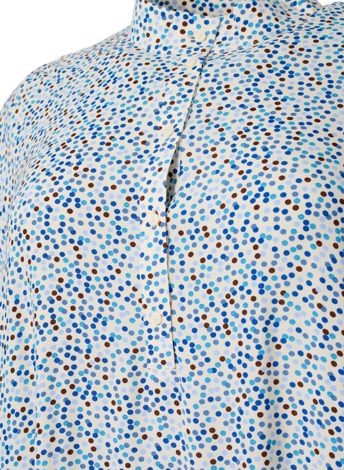 Dotted viscose dress with buttons, Blue Dot AOP, Packshot image number 2