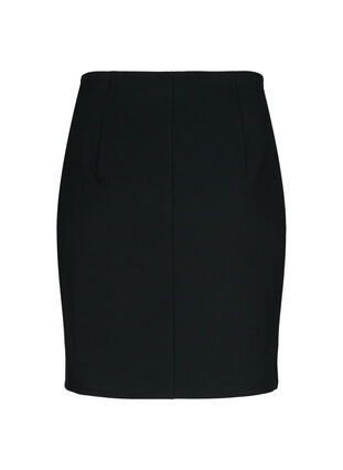 Close-fitting skirt with faux leather, Black, Packshot image number 1
