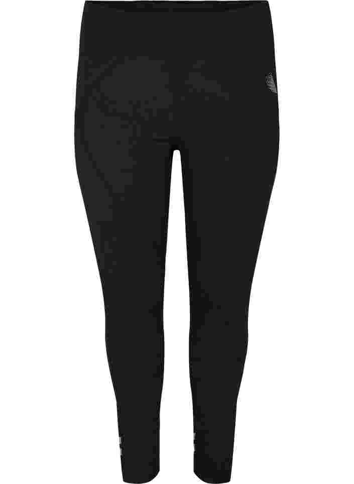 Workout leggings with reflex and inner fleece, Black, Packshot image number 0