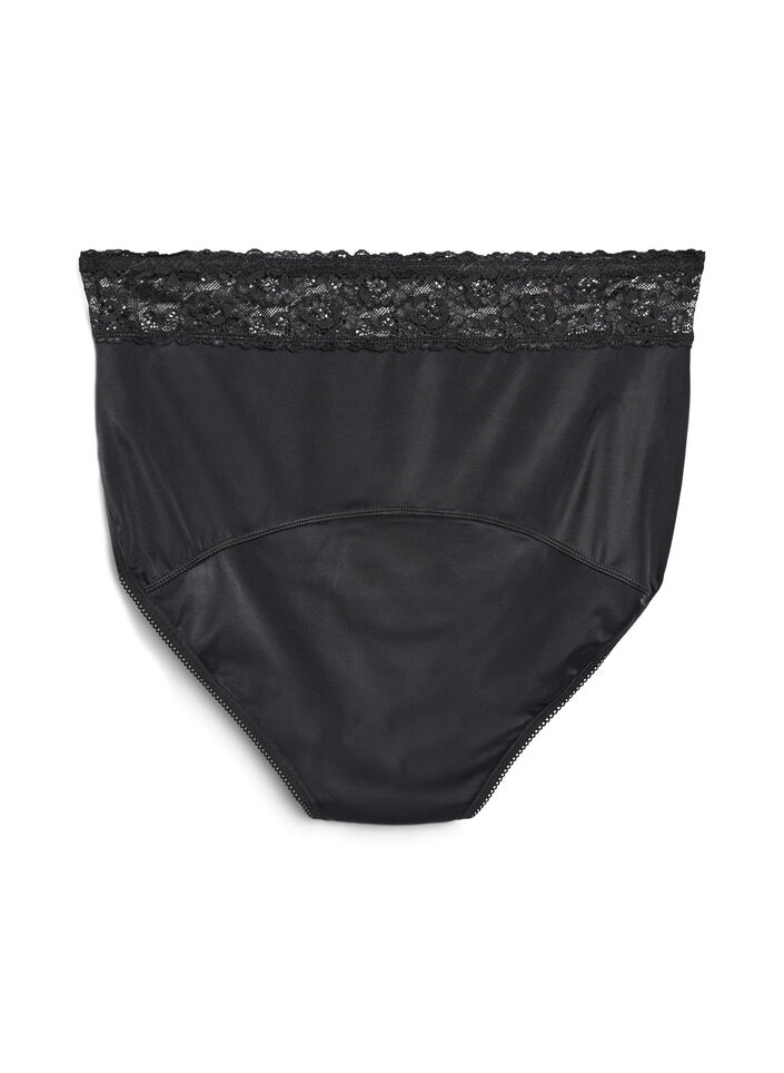 Period panties with lace, Black, Packshot image number 1