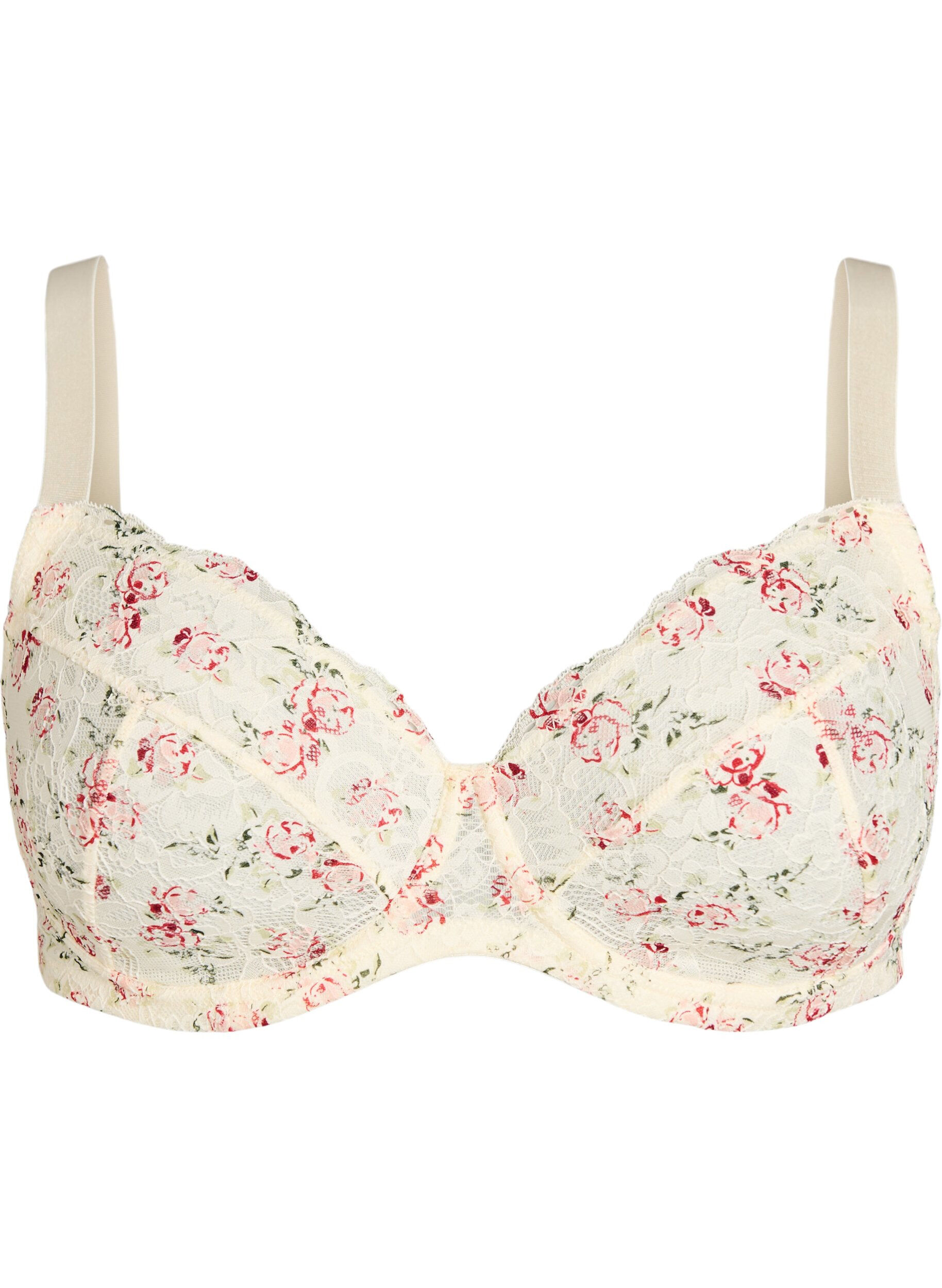 Full coverage bra with floral lace