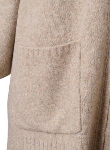 Knitted cardigan with zipper and pockets, Simply Taupe Mel., Packshot image number 2