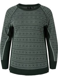 Patterned ski undershirt with wool