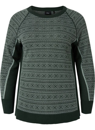 Patterned ski undershirt with wool, Deep Lake Comb, Packshot image number 0