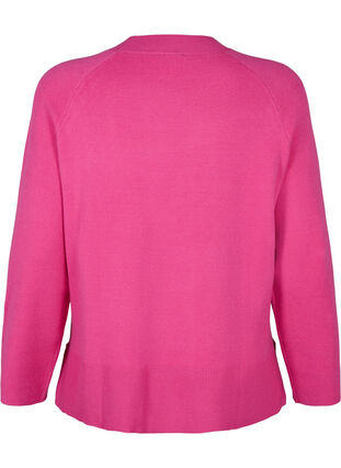Viscose blend pullover with side slit	, Raspberry Rose, Packshot image number 1