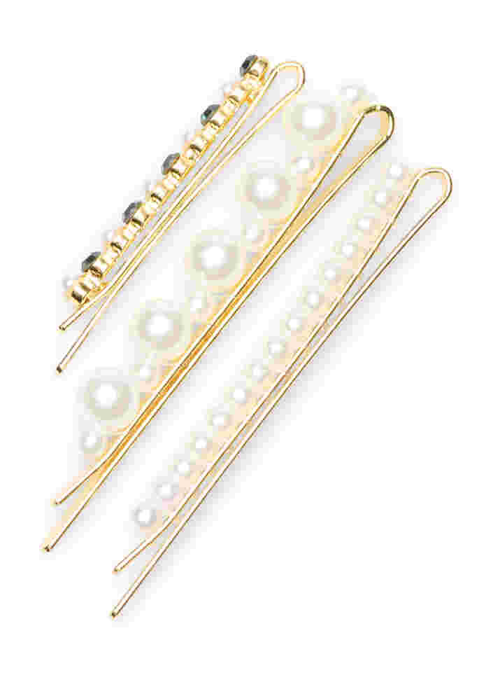 3 pack hairpins with pearls, Pearl, Packshot image number 1