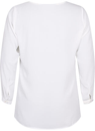 Long-sleeved shirt with v-neck, Bright White, Packshot image number 1