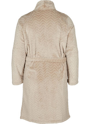Short patterned dressing gown with pockets, Cuban Sand, Packshot image number 1