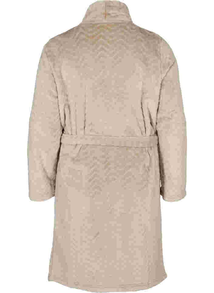 Short patterned dressing gown with pockets, Cuban Sand, Packshot image number 1