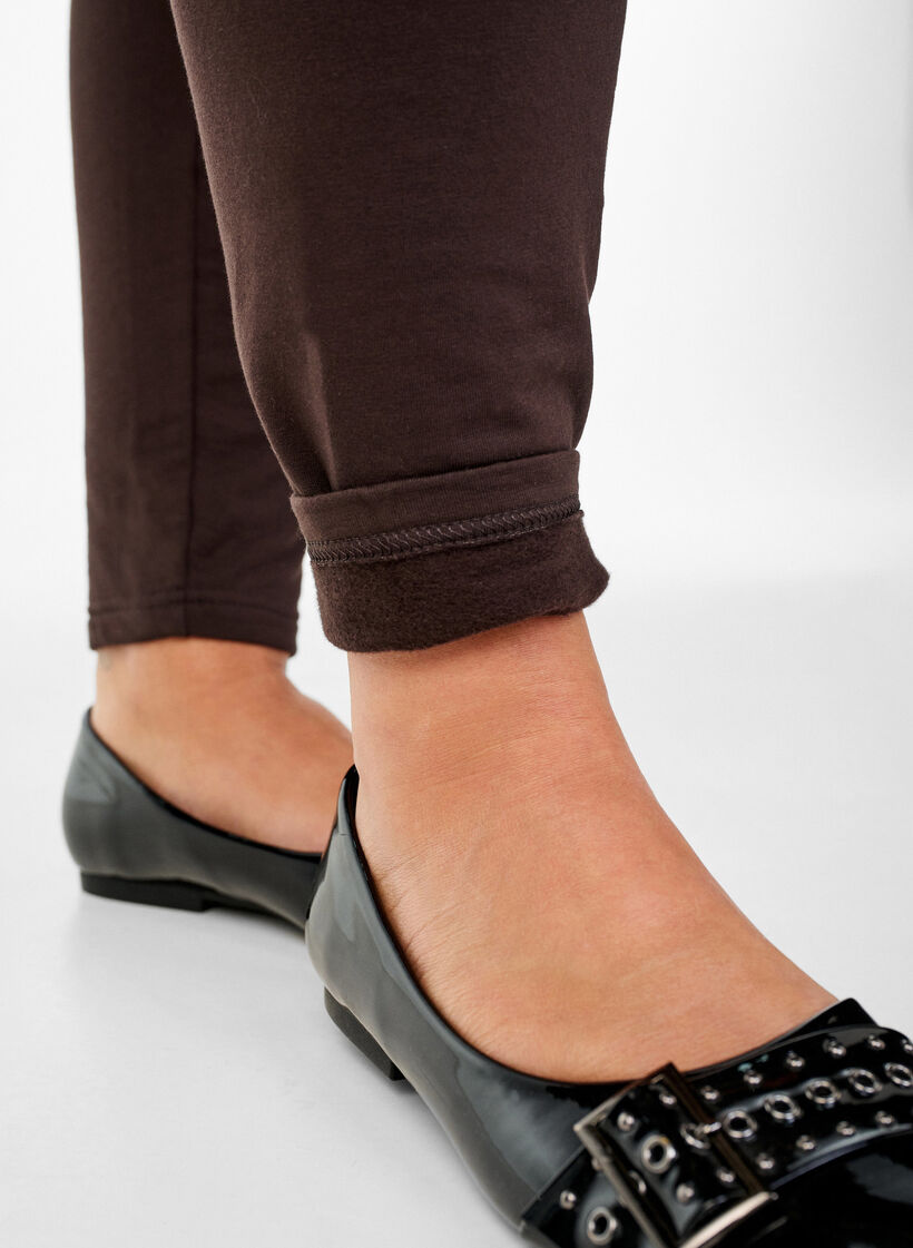 Cotton leggings with lining, Brown, Model image number 3