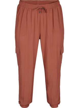 Loose viscose trousers with large pockets, Copper Brown, Packshot image number 0