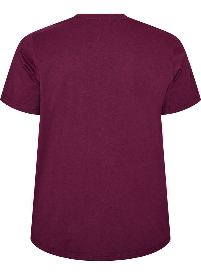 T-shirt with floral embroidery and rhinestones, Purple, Packshot image number 1