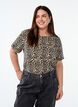 T-shirt with round neck and all-over print, Brown, Model image number 0
