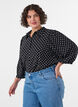 Shirt with dotted pattern and 3/4 sleeves, Black, Model image number 0
