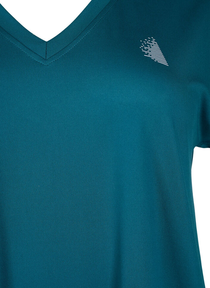 Loose training t-shirt with v-neck, Green, Packshot image number 2