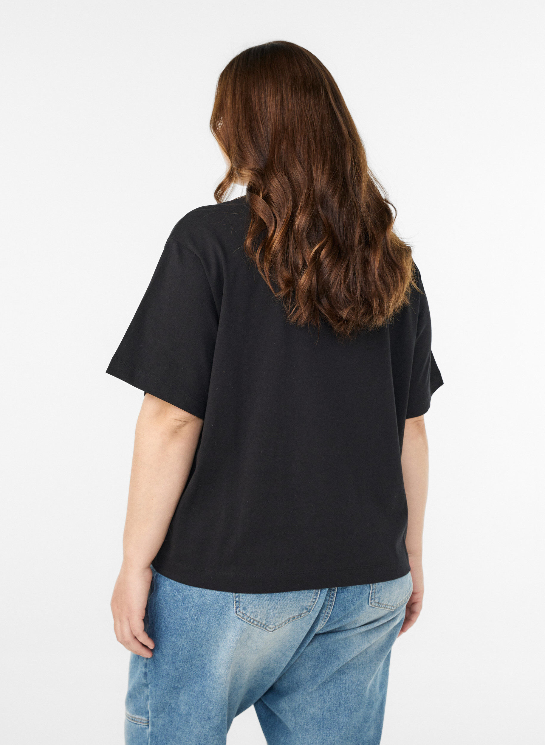 Zizzifashion Boxy cotton t-shirt, Black, Model image number 2