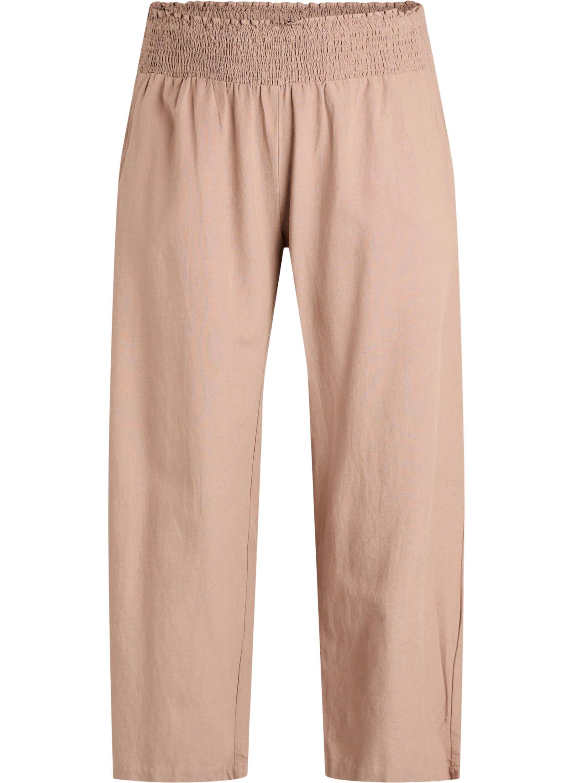 Zizzifashion Smock pants with linen, Brown, Packshot image number 0